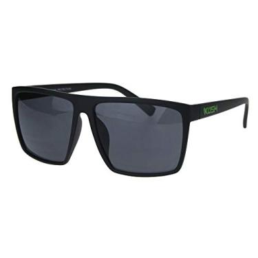 Imagem de SA106 Óculos de sol masculinos Kush Classic Thin Plastic Flat Top All Black Gangster, logotipo verde