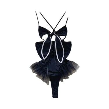 Imagem de Macacão Feminino Sem Mangas, Slim, Costas Descobertas, Saia Mini Pliss