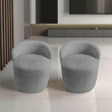Imagem de Kit 2 Poltronas Decorativa Yara Orgânica Linho Cinza - Mansão Decor