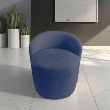 Imagem de Poltrona Decorativa Yara Orgânica Suede Azul Marinho - Mansão Decor