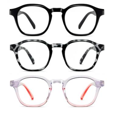 Imagem de Hubeye Pacote com 3 óculos de leitura para mulheres com bloqueio de luz azul, leitores antirUV para mulheres, óculos de computador + 1,5