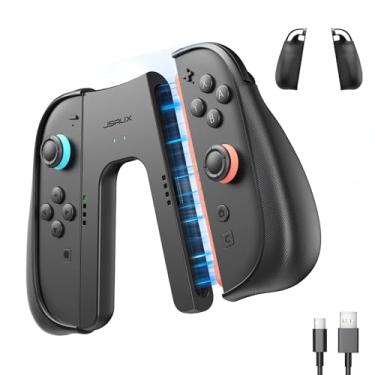 Imagem de JSAUX Non-Slip Ergonomic Charging Grip for Nintendo Switch 2, Magnetic Grip Controller Compatible with Switch 2 JoyCons, Play While Charging with LED Indicator & 1.5m/4.9ft Charger Cable – Black