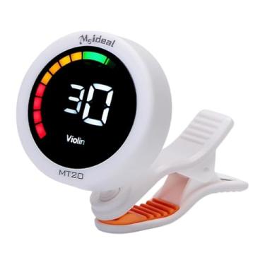 Imagem de harayaa Afinador de guitarra, afinação rápida e precisa, portátil, rotação de 360 ​​graus, display LCD, acessórios para guitarra, afinador de clipe, baixo, Branco