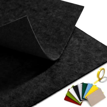 Imagem de Folha de feltro preta (91 × 91 cm) com fita dupla face, tecido de feltro rígido acrílico durável para decoração de projetos DIY