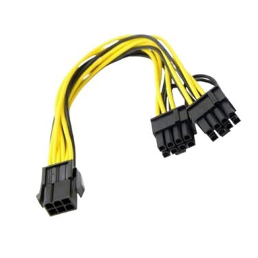 Imagem de Cabo de alimentação divisor PCIe de 8 pinos, fêmea de 6 pinos para PCI-E duplo de 8 (6 + 2) pinos macho GPU adaptador de cabo de alimentação