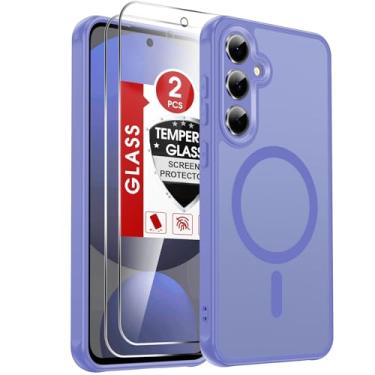 Imagem de LeYi Capa para S24-FE: [ ] com protetor de tela, carregamento sem fio, fosco, translúcido, macio e à prova de choque de nível militar Funda para S24FE, azul celeste