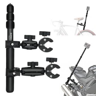 Imagem de Kit de montagem de câmera de motocicleta compatível com DJI Osmo 360, suporte de guidão de grampos duplos de bicicleta com bastão de selfie invisível de 109 cm compatível com Insta360 X5-X para UTVs e