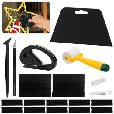 Imagem de Kit de ferramentas de alisamento de papel de parede com 22 peças, ferramentas de papel de parede para aplicação de película de vinil de papel de contato, inclui rolo de costura de esponja, rodo grande