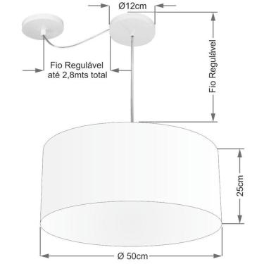 Imagem de Lustre Pendente Cilíndrico Com Desvio De Centro Md-4151 Cúpula Em Tecido 50x25cm Café - Bivolt