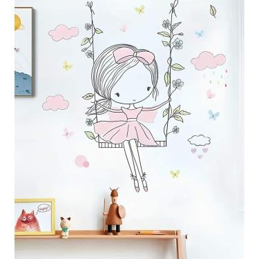 Imagem de Adesivo De Parede Menina No Balanço