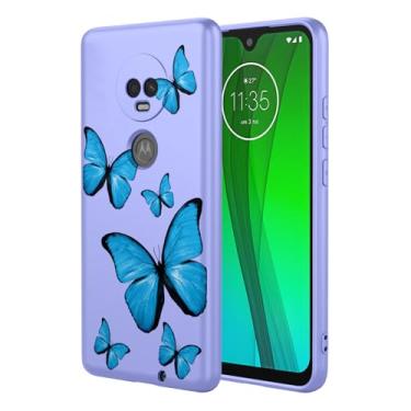 Imagem de KOARWVC Capa de telefone para Moto G7 Plus, capa para Moto G7, T-MobileRevvlry+ XT1965 XT1962 design bonito padrão de borboleta fina protetora macia TPU bumper capa de telefone para Motorola G7