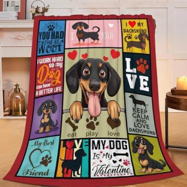 Imagem de citari Cobertor Dachshund Engraçado Dachshunds Decoração de Cachorro Cobertor Presentes para Meninas Meninos Super Quente Macio Pelúcia Leve Flanela Inverno Cobertores de Cama para Crianças Adultos