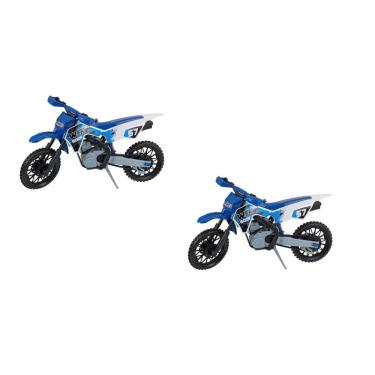 Imagem de Kit 2 MotoCross Brinquedo Grande Realista Trilha Azul
