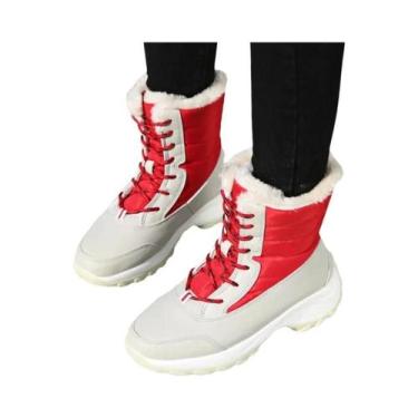 Imagem de Botas De Cano Alto Forradas De Lã Para Mulheres plus Size, Sapatos Cas