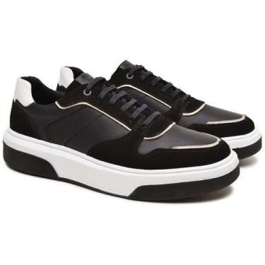 Imagem de Tênis Casual Masculino Couro Nobre Detalhe em Camurça Sola Baixa Confo