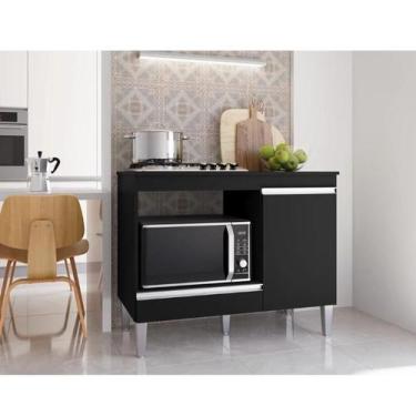 Imagem de Balcão Para Cooktop Carla 4 ou 5 Bocas 1 Porta Preto - Ajl Moveis
