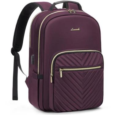 Imagem de Mochila para laptop LOVEVOOK para mulheres de 15,6" impermeável roxa p