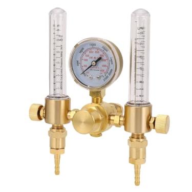 Imagem de Luocute Medidor de Fluxo de Regulador de Argônio de Saí Dupla para Soldagem Tig MIG 0-60CFH 0-4500PSI CGA580 INlet 5/8in X 18 RH Fitting, Regulador de Gás de Fluxo de Argônio para