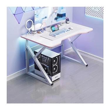 Imagem de Mesa de computador para escritório em casa mesa de computador mesa de computador branca mesa de jogos mesa ao vivo mesa minimalista moderna mesa de jogo mesa de computador (cor: dourado, tamanho: 120