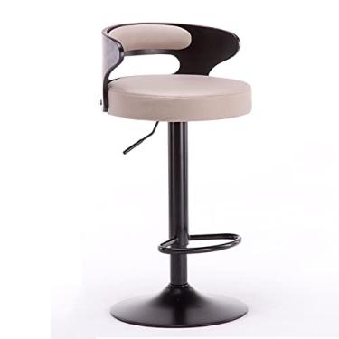 Imagem de Cadeira de bar de couro PU fosco cadeira de bar sala de estar móveis de cozinha encosto alto banco de bar europeu bar giratório levantamento bar bar bancos ajustáveis (cor: D)