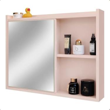 Imagem de Armarinho Com Porta Para Banheiro Espelheira Moderna Luxo Organizador Com Espelho (Off White)