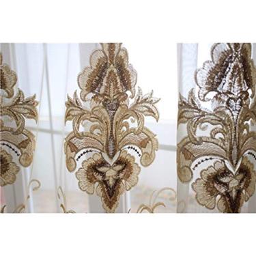 Imagem de Cortina de veludo cinza bordada estilo europeu para sala de estar quarto casa de 167,6 cm (largura) × 228,6 cm (altura) 167 cm (largura) × 230 cm (altura) 2 conjuntos B (B 2 × 90 pol. × 90 pol)
