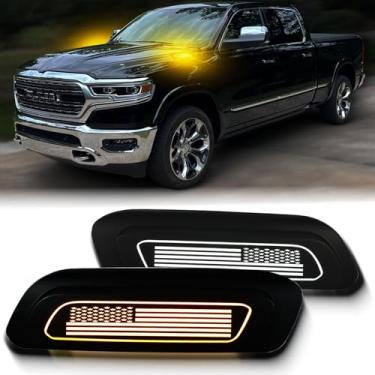 Imagem de ZDEERAOTO Luz de sinalização lateral do capô frontal LED DRL Amber Sequencial Kit de recursos de função 2 em 1 para Dodge RAM HEMI 5.7L 1500 2019-2024 OEM 68309877AA|68276336AA|Luz marcador lateral