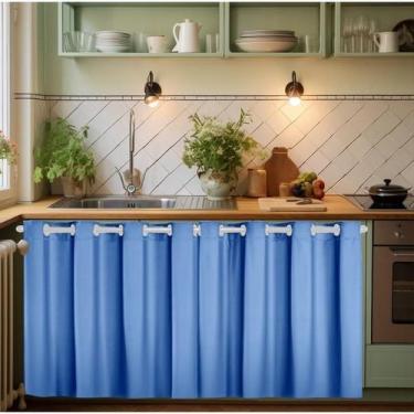 Imagem de Kit Cortina para Pia de Cozinha PVC Blackout 2,80 x 0,80 Impermeável F