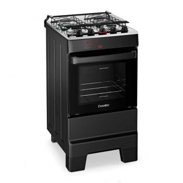 Imagem de Fogão A Gás 4 Bocas Automático Ideal Top Preto Mesa Inox T4IAP Esmaltec Bivolt