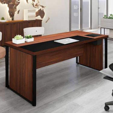 Imagem de Mesa de Escritório 180cm Diretor com Caixa de Tomadas e Porta Objetos Corporate Louro Preto /Preto