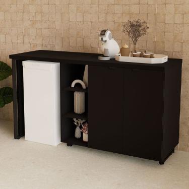 Imagem de Aparador Frigobar Embutir Esquerdo Armário 2 Portas com Pés em Metal Corporate Preto