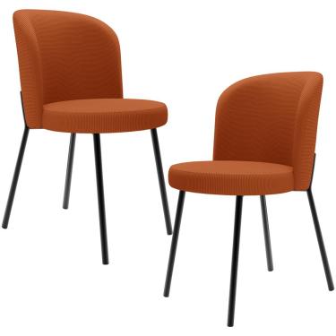 Imagem de Kit 2 Cadeiras Sala de Jantar Estofada Gavi L02 Tecido Terracota - Lyam Decor