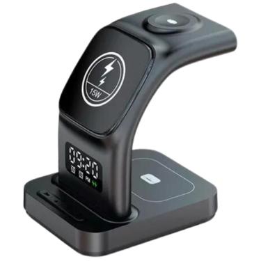 Imagem de Base Carregador Sem Fio 5 Em 1 Indução Relógio