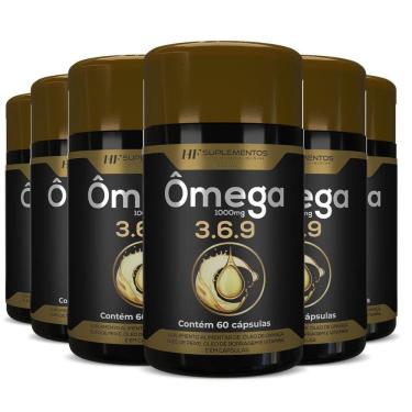 Imagem de 6X Omega 3 6 9 60Caps Peixe Linhaça Borragem Hf Suplementos