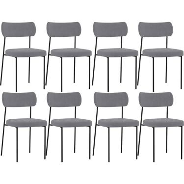 Imagem de Kit 08 Cadeiras Estofadas Para Sala De Jantar Melina L02 Suede Cinza - Lyam Decor