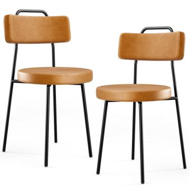 Imagem de Kit 2 Cadeiras Decorativas Estofada Para Sala De Jantar Barcelona F01 Couríssimo Whisky - Lyam Decor