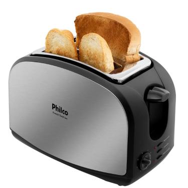 Imagem de Torradeira de Pão French Toast Inox Philco Com 8 Níveis de Tostagem Descongela e Reaquece 220V