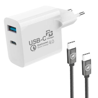 Imagem de Cabo Symetric - Tipo C / Tipo C - 1,5M + Carregador de Parede Turbo Delivery QC 4.0 33W - Gshield