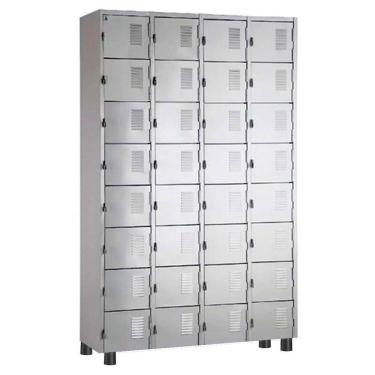 Imagem de Armário de Aço 32 Portas Locker Pitão para Cadeado Vestiário Academia Empresas Durável e Reforçado