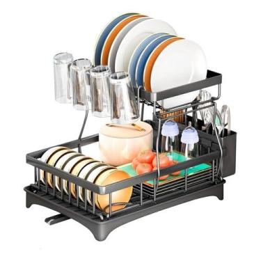 Imagem de Escorredor de Pratos 2 Níveis – Grande Capacidade, Multifuncional e Organizador de Louças
