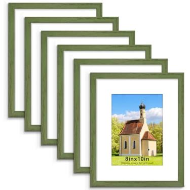 Imagem de PEALSN Conjunto de 6 porta-retratos 20 x 25 cm, exiba imagens 13 x 17 com tapete ou 20 x 25 sem tapete para montagem na parede ou mesa, colagem de molduras para decoração de parede, grão de madeira