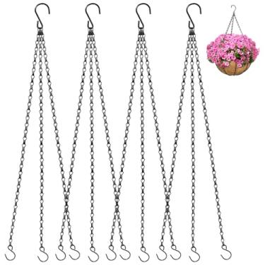 Imagem de ZeeDix Pacote com 4 correntes para pendurar, 3 fios, ganchos de plantas para alimentadores de pássaros, plantadores e lanternas (40,6 cm)