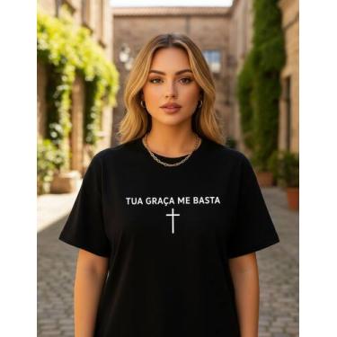 Imagem de Camiseta T-shirt Tua Graça Me Basta Moda Blusa Cristã Gospel - Genéric