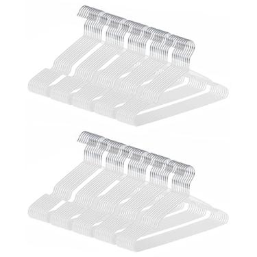 Imagem de gofuch Cabides de metal ultrafinos, pacote com 100 cabides antiderrapantes revestidos de PVC que economizam espaço para armário, 40,6 cm de largura para ternos, vestidos, jaquetas (branco)