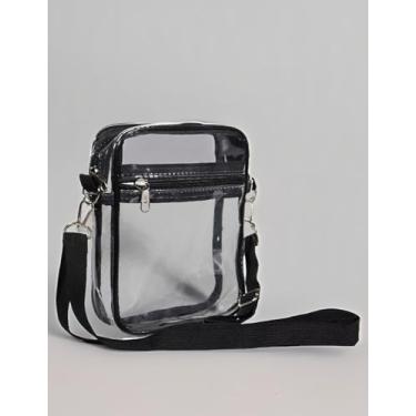 Imagem de Bolsa transversal transparente com alça ajustável, design à prova d'água, ideal para uso diário e casual., Preto, Small