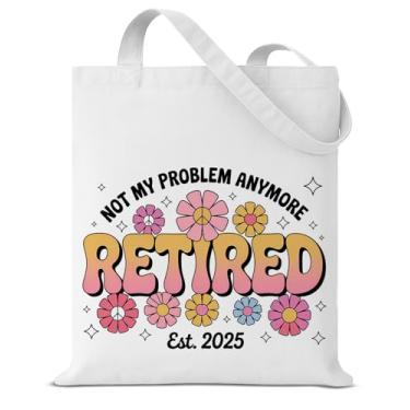 Imagem de Retirement Gifts for Women 2025, Groovy Retirement Canvas Tote Bag for Women Retired Gifts Bolsa de ombro reutilizável para compras de supermercado