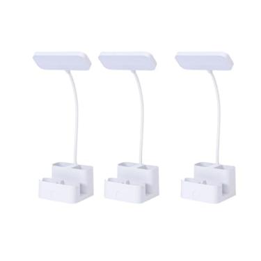 Imagem de Luminária de Mesa LED Portátil com Porta Canetas Abajur Recarregável USB 3 Tons de Luz para Escritório e Estudo (3 pçs)