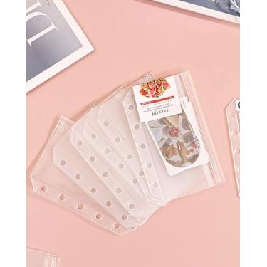 Imagem de 6 bolsos para fichário A5 - Pastas com zíper de PVC à prova d'água de 6 furos para orçamento e armazenamento de documentos