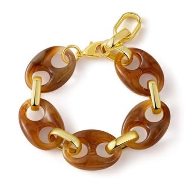 Imagem de Pulseiras de elos de acrílico para mulheres, pulseira de textura simples, pulseira de corrente de resina boho perfeita para adicionar um toque de cor às roupas, One Size, Plástico, Sem Pedra Preciosa