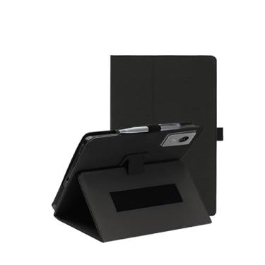 Imagem de Capa para tablet Lenovo Idea Tab Plus de 12,1 polegadas 2025, capa dobrável de couro PU FJIASTB com suporte para caneta e alça de pulso, portátil para viagens de negócios (preto)